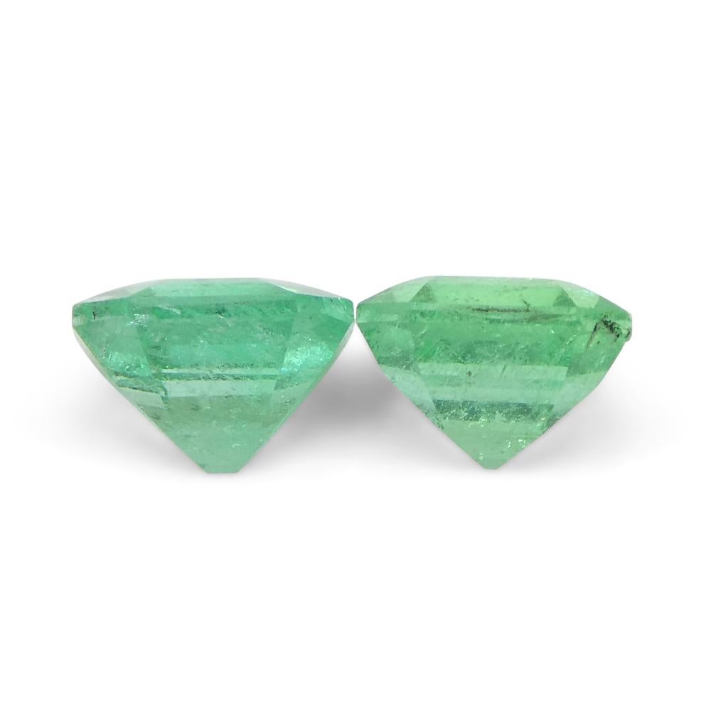 1.01ct Pair Square Green Emerald from Colombia For Sale 5