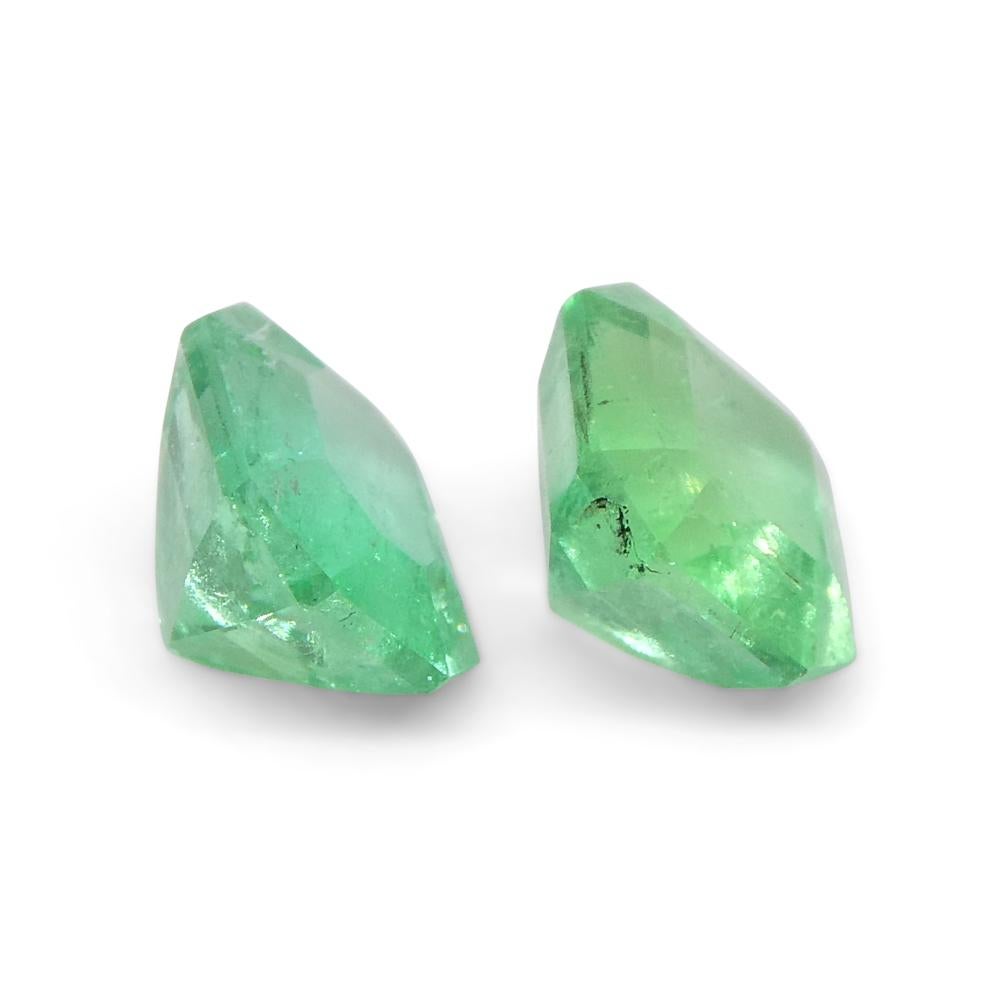 1.01ct Pair Square Green Emerald from Colombia For Sale 6