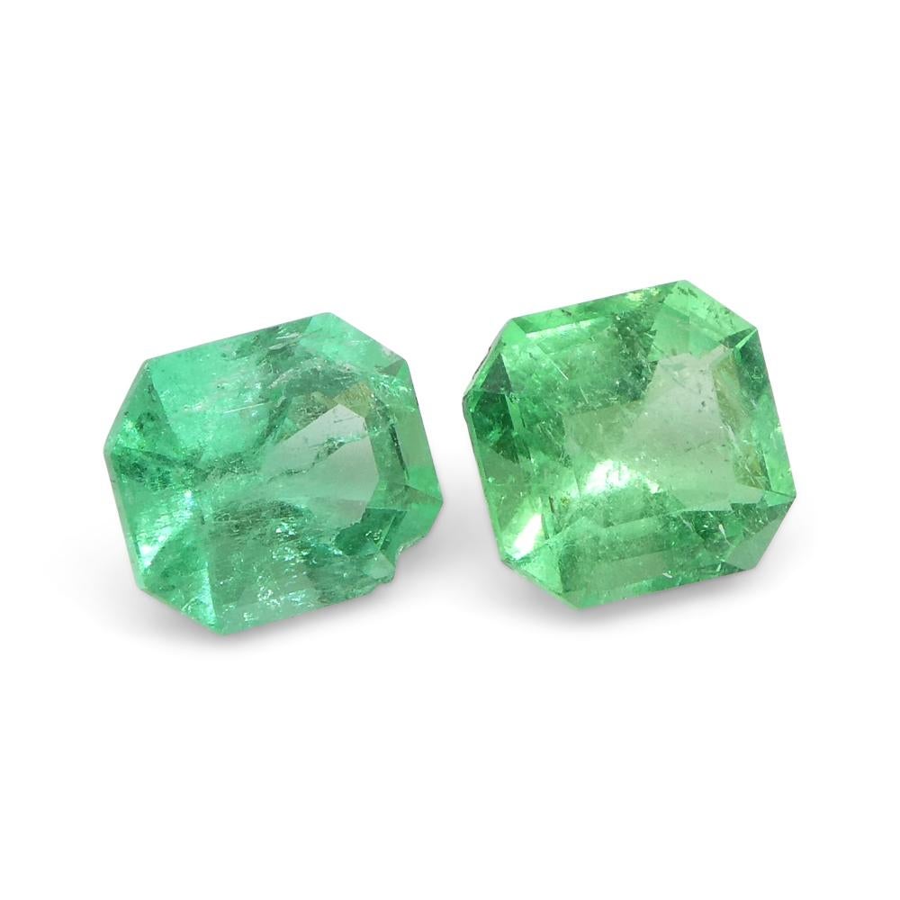 1.01ct Pair Square Green Emerald from Colombia For Sale 7