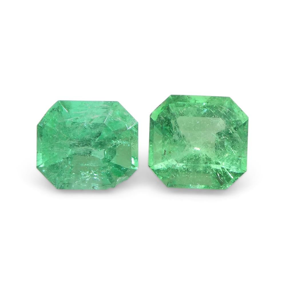 1.01ct Pair Square Green Emerald from Colombia For Sale 8