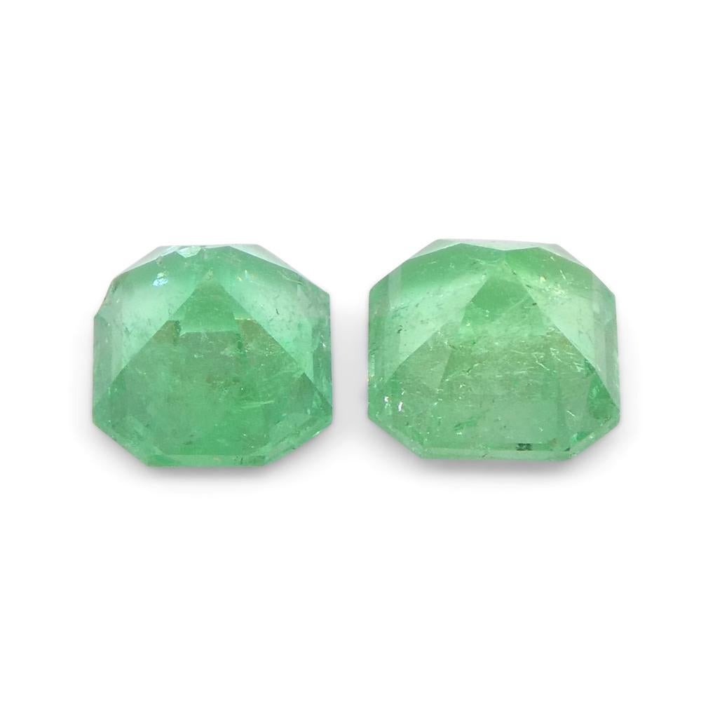 1.01ct Pair Square Green Emerald from Colombia In New Condition For Sale In Toronto, Ontario