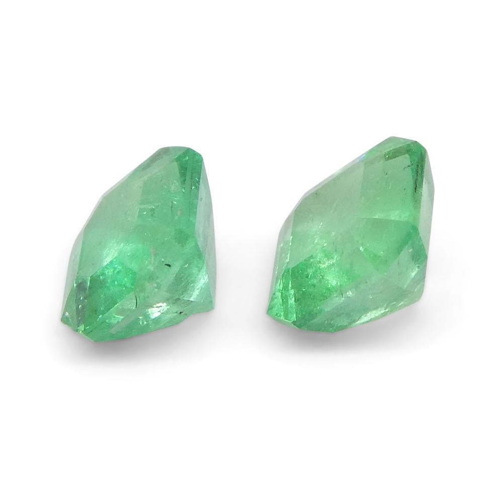 1.01ct Pair Square Green Emerald from Colombia For Sale 4