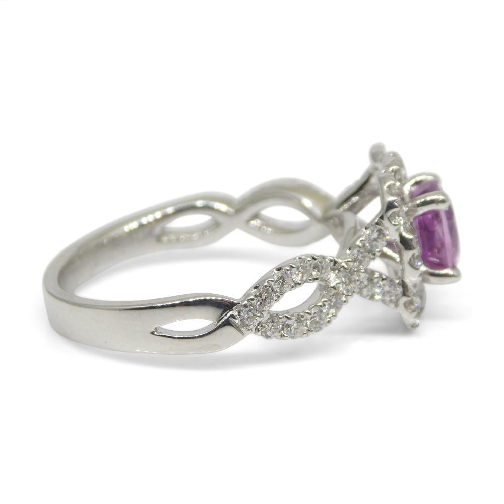 1.01ct Pink Sapphire, Diamond Engagement/Statement Ring in 18K White Gold For Sale 5