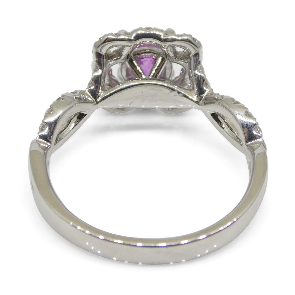 1.01ct Pink Sapphire, Diamond Engagement/Statement Ring in 18K White Gold For Sale 6