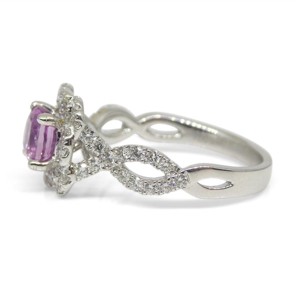 1.01ct Pink Sapphire, Diamond Engagement/Statement Ring in 18K White Gold For Sale 7