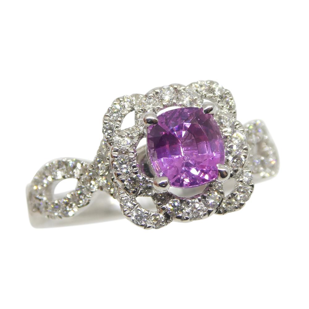 1.01ct Pink Sapphire, Diamond Engagement/Statement Ring in 18K White Gold In New Condition For Sale In Toronto, Ontario