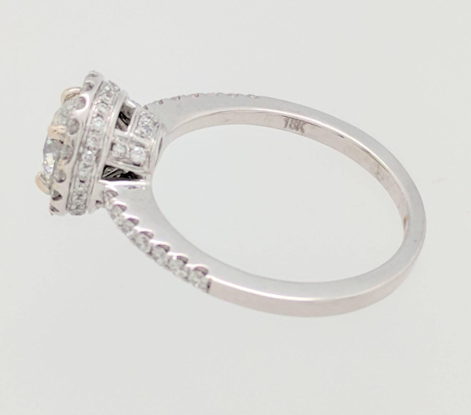 1.01 Carat Round Brilliant Natural Diamond Halo Ring EGL Certified SI2/I 4