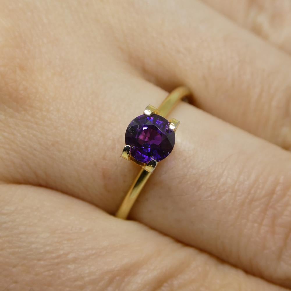 Brilliant Cut 1.01ct Round Purple Sapphire from East Africa, Unheated For Sale
