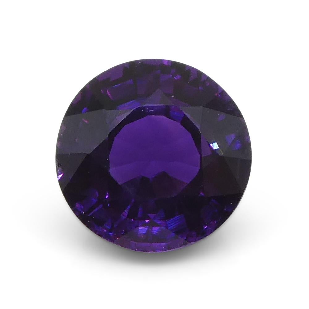 Women's or Men's 1.01ct Round Purple Sapphire from East Africa, Unheated For Sale