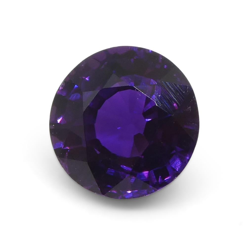 1.01ct Round Purple Sapphire from East Africa, Unheated For Sale 2