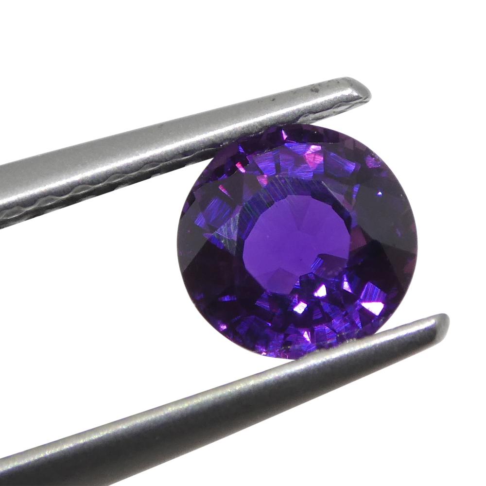 1.01ct Round Purple Sapphire from East Africa, Unheated For Sale 3