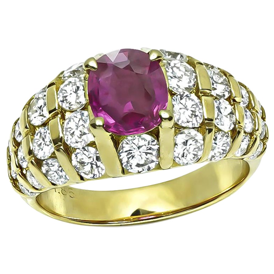 Bague en or 1,01ct Rubis 1,85ct Diamant