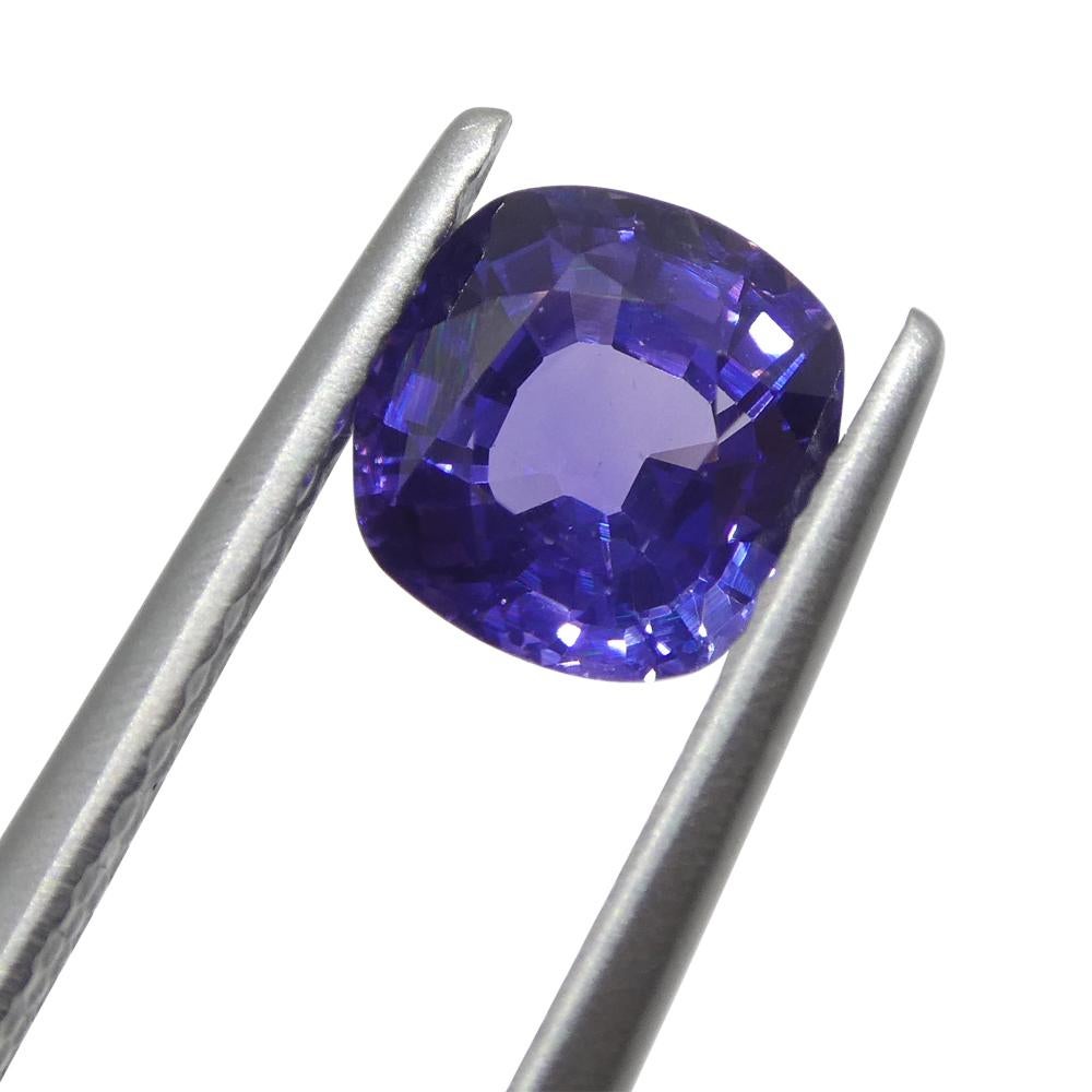 1.01ct Square Cushion Purple Sapphire from Madagascar Unheated For Sale 8