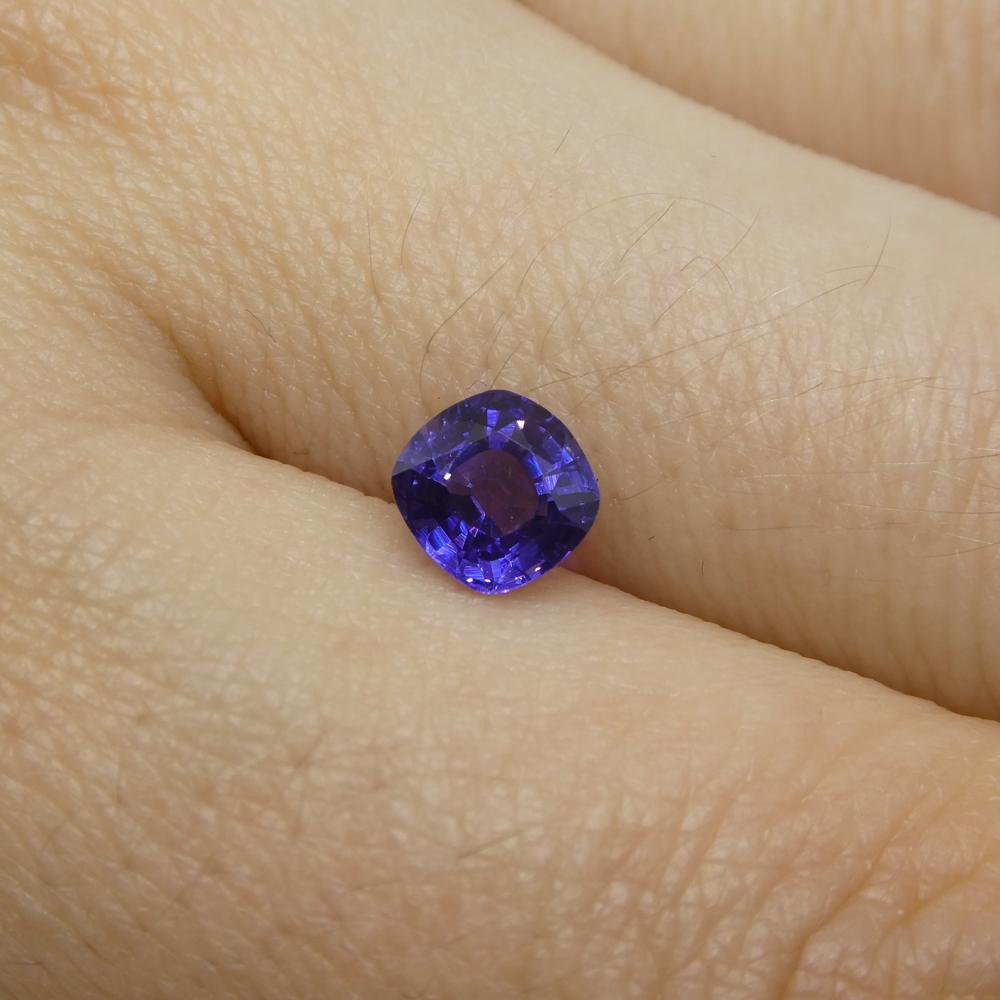 Women's or Men's 1.01ct Square Cushion Purple Sapphire from Madagascar Unheated For Sale