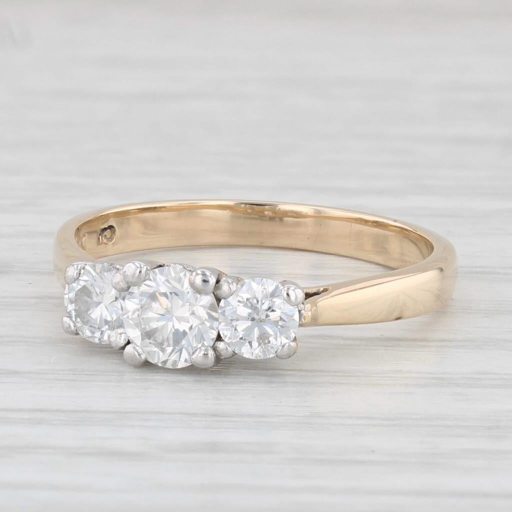 Round Cut 1.01ctw 3-Stone Round Diamond Engagement Ring 14k Gold Size 7.75 IGI Card