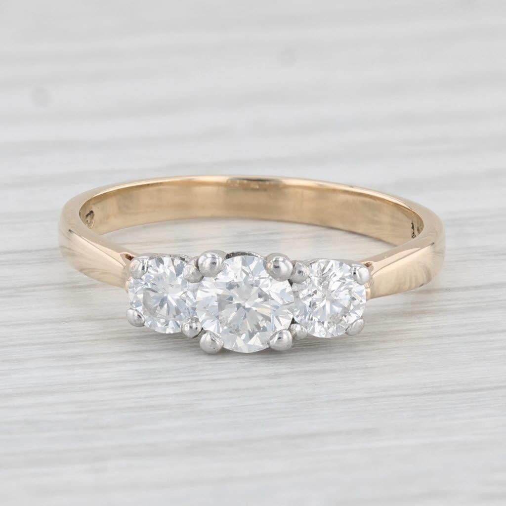 1.01ctw 3-Stone Round Diamond Engagement Ring 14k Gold Size 7.75 IGI Card 3
