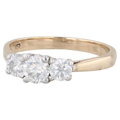 1.01ctw 3-Stone Round Diamond Engagement Ring 14k Gold Size 7.75 IGI Card