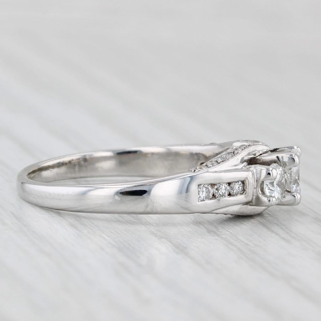 Women's or Men's 1.01ctw Diamond 3-Stone Engagement Ring 14k White Gold Size 8.75 For Sale