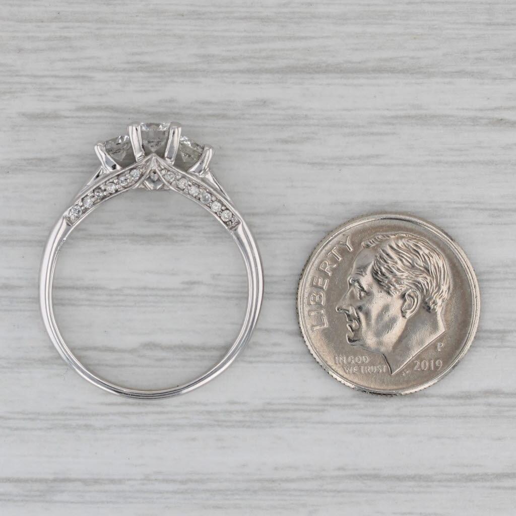 1.01ctw Diamond 3-Stone Engagement Ring 14k White Gold Size 8.75 For Sale 3
