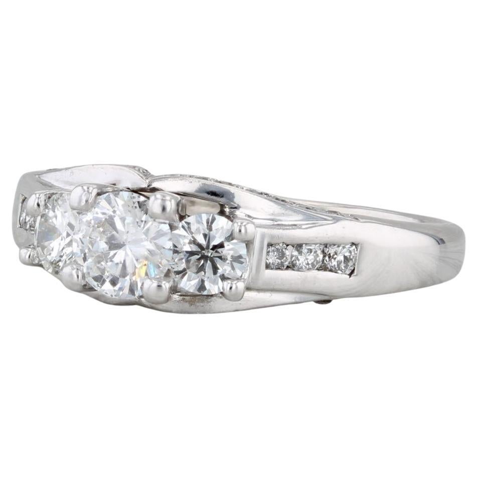 1,01 Karat Diamant 3-Stein Verlobungsring 14k Weißgold Größe 8,75