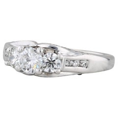 1.01ctw Diamond 3-Stone Engagement Ring 14k White Gold Size 8.75