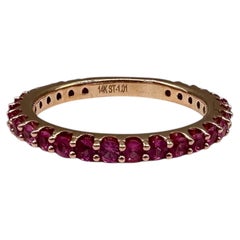 1.01ctw Pink Ruby Eternity Ring 14K Rose Gold Size 6.5