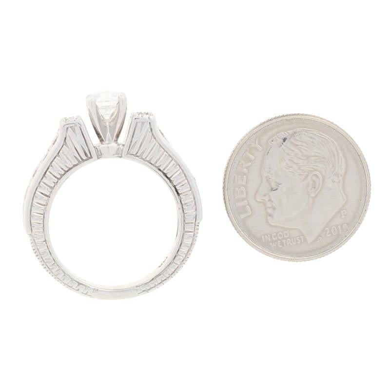 1.01 Carat Round Cut Diamond Engagement Ring, 14 Karat White Gold Milgrain 1