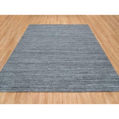 10'1 "x10'1" Arsenic Gray Weiche Wolle Hand gewebt Modern Striae Design Quadratischer Teppich