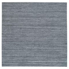 10'1"x10'1" Arsenic Gray Soft Wool Hand Loomed Modern Striae Design Square Rug