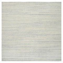 10'1"x10'1" Beige Hand Loomed Modern Design Natural Wool Square Rug