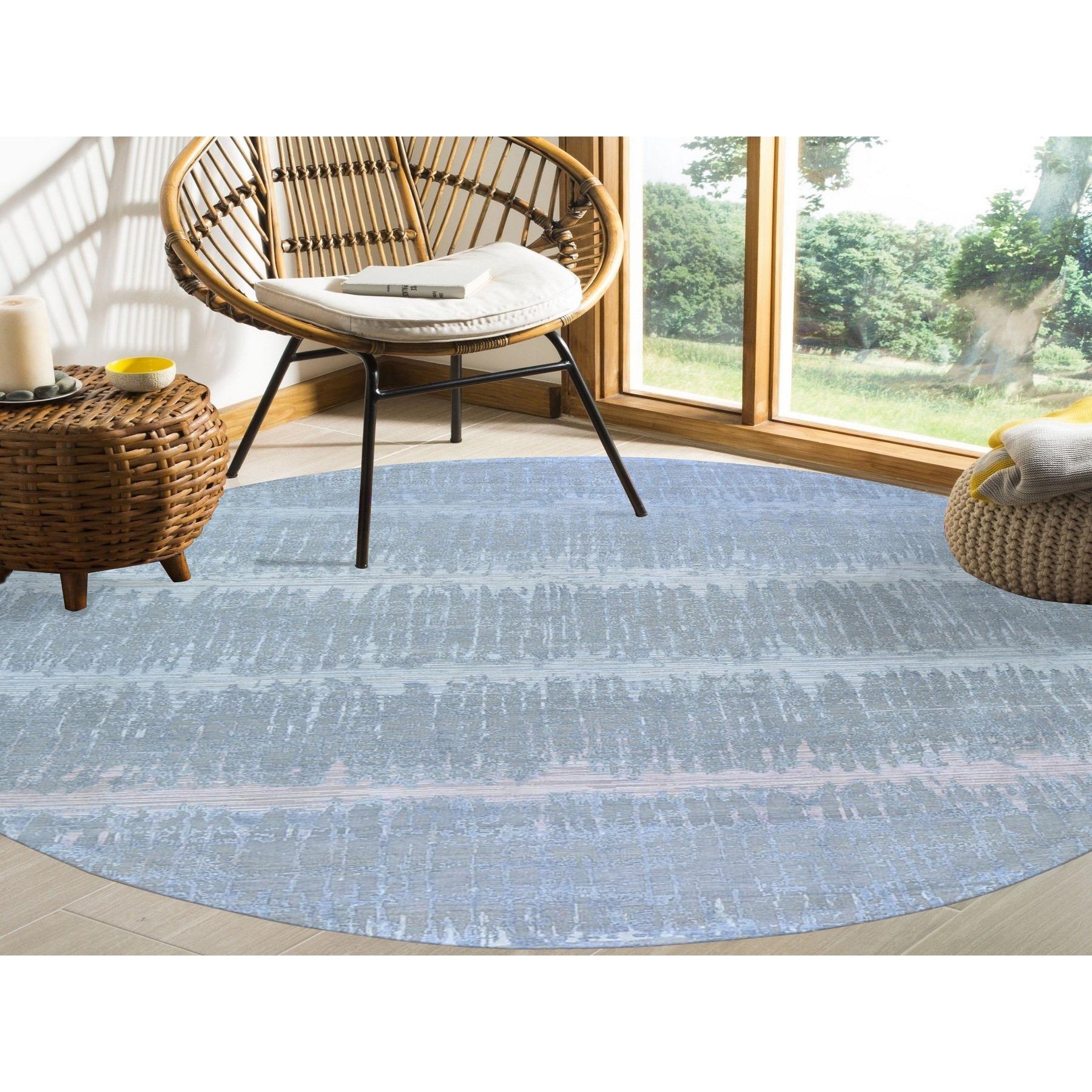 This is a truly genuine one-of-a-kind Cardiac Design with Pastel Colors Round Textured Wool and Pure Silk Hand Knotted Oriental Rug. It has been woven for months and months in the centuries-old Persian weaving craftsmanship techniques by expert