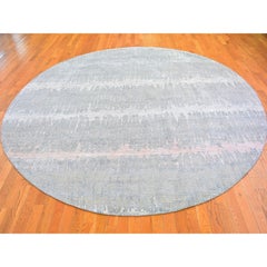 10'1"x10'1" Cardiac Design with Pastel Colors Round Textured Wool & Silk Rug