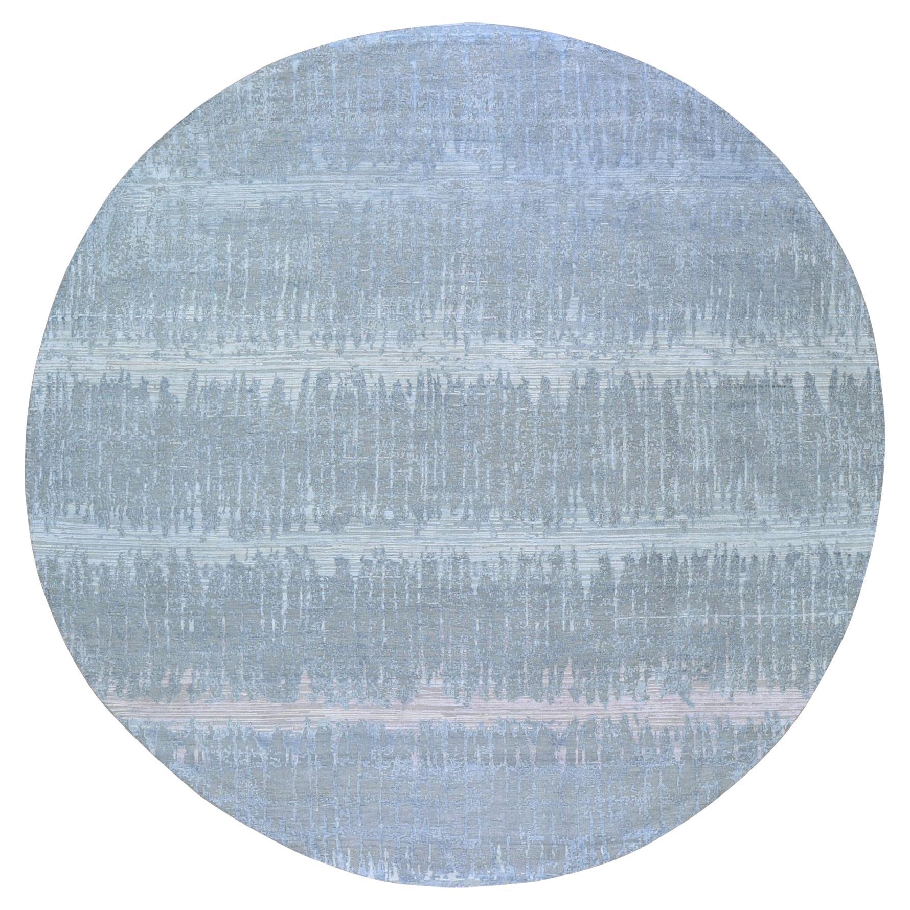 10'1"x10'1" Cardiac Design with Pastel Colors Round Textured Wool & Silk Rug