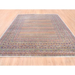 10'1"x10'1" Colorful Wool And Sari Silk Sarouk Mir Hand Knotted Rug