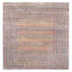 10'1"x10'1" Colorful Wool And Sari Silk Sarouk Mir Hand Knotted Rug