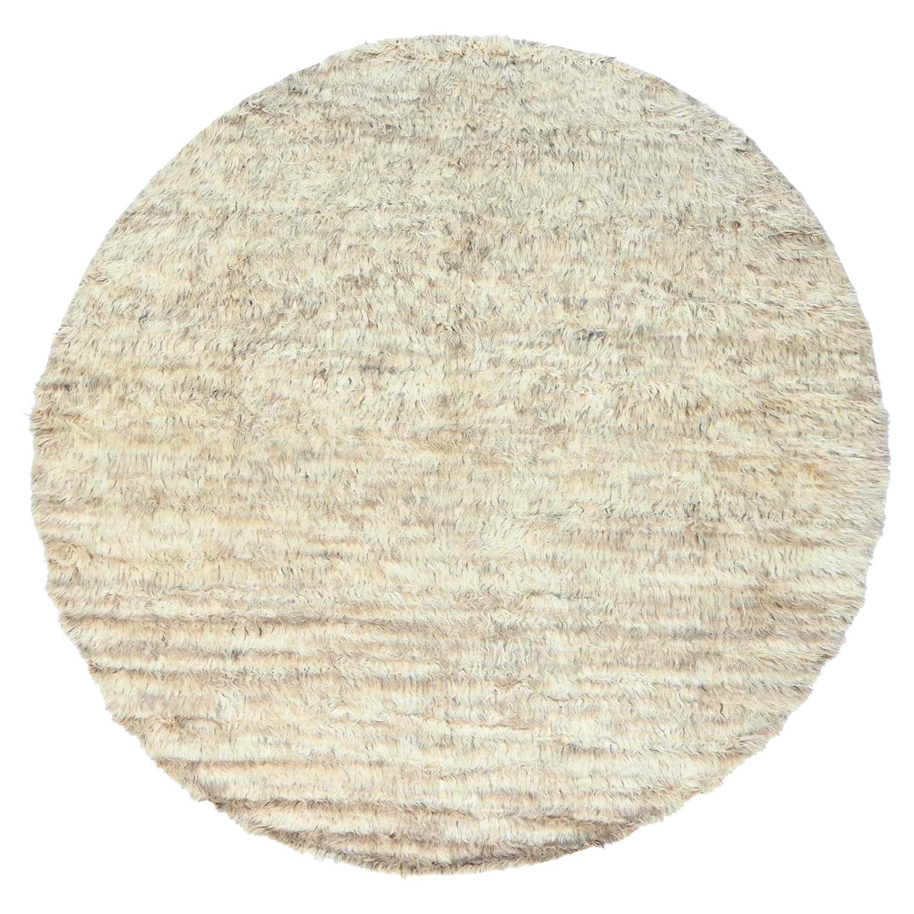 10
1 "x10
1" Elfenbein 100% Wolle Hand geknüpft Ben Ourain Marokkanische Berber Runde Teppich