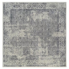 10'1"x10'1" Light Gray Fine Jacquard Wool & Silk Hand Loomed Oriental Square Rug