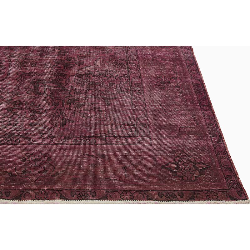 Vintage Distressed Overdyed Persian Tabriz Rug In Distressed Condition For Sale In Dallas, TX