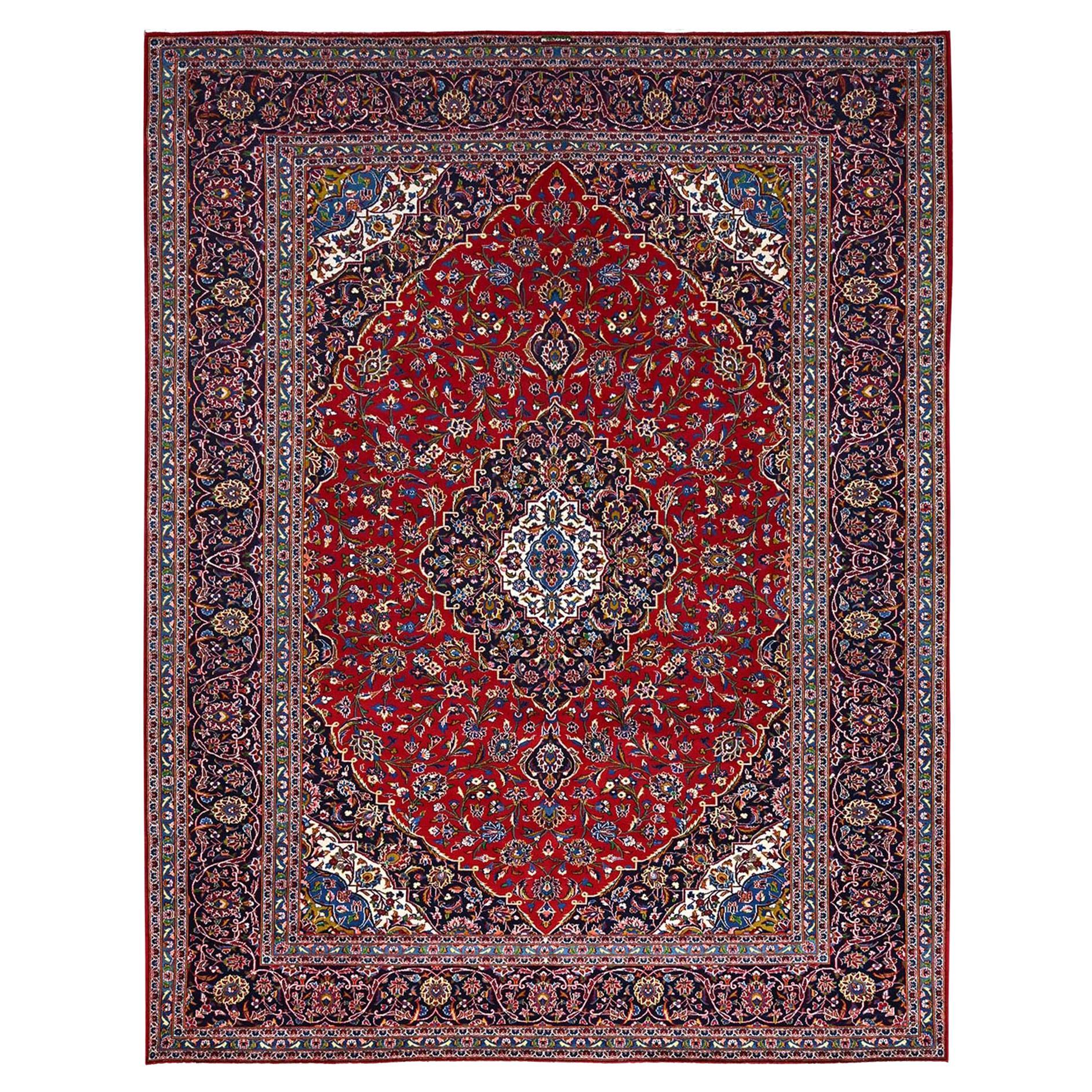 10'1 "x13' Angels Red Annodato a mano Antico Zoroastriano Kishoon Tutta Lana Tappeto Orientale in vendita
