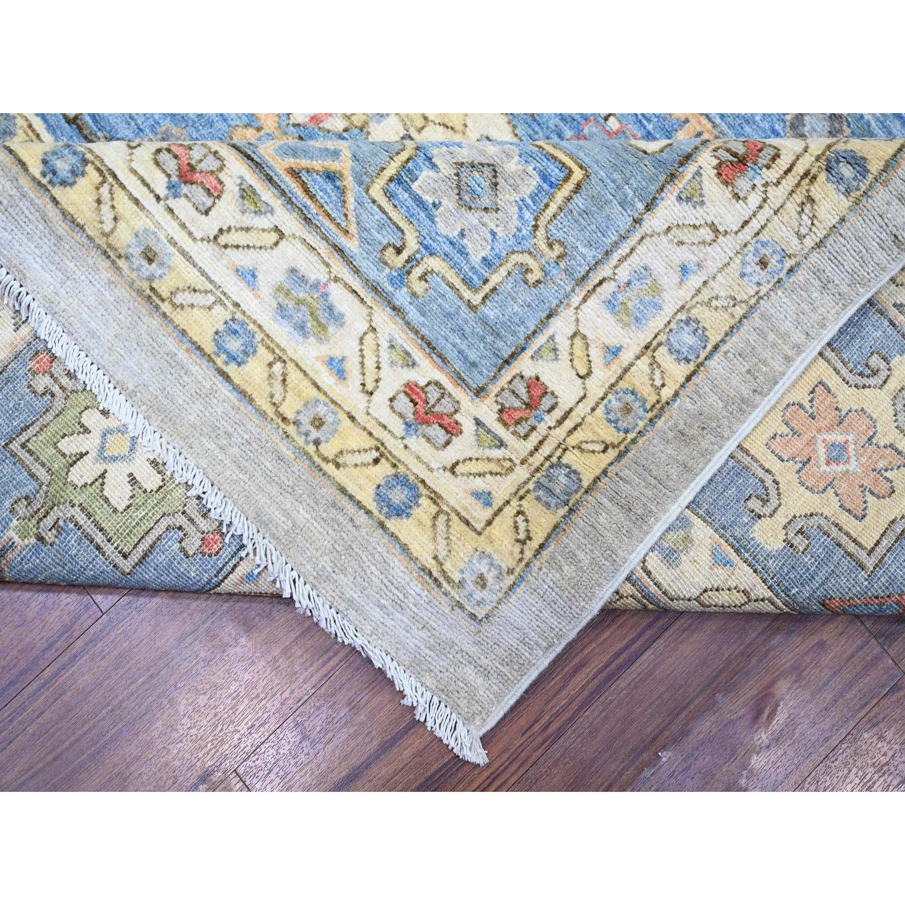 XXIe siècle et contemporain Tapis médaillon Peshawar Bakshaish en laine naturelle grise nouée à la main 10'1