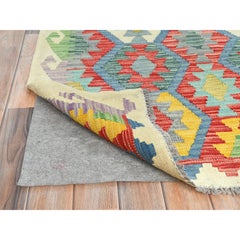 10'1 "x13'1" colorato, Rug afghano Kilim tessuto a mano a trama piatta in morbida lana orientale