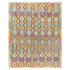 10
1 "x13
1" colorato, Rug afghano Kilim tessuto a mano a trama piatta in morbida lana orientale