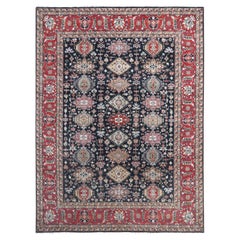 10
1 "x13
10" Yale Blue Karajeh Design Geometric Medallions Tapis de laine noué à la main