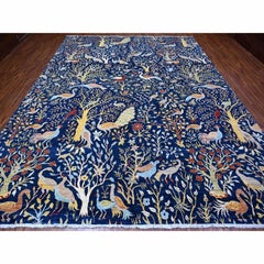 10'1"x13'2" Millennium Blue Afghan Peshawar Hand Knotted 100% Wool Rug