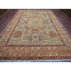 10'1"x13'7" Brown 14th Century Mamluk Dynasty Pattern Hand Knotted Pure Wool Rug