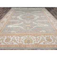 10'1"x13'8" Gainsboro Gray Extra Soft Wool Denser Weave Oushak Oriental Rug