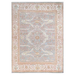 10'1 "x13'8" Gainsboro Gris Extra Doux Laine Densément Tissé Oushak Tapis Oriental