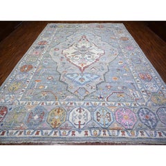 10'1"x13'9" Cloud Gray Anatolian Village Inspired Wool Hand knotted Oriental Rug
