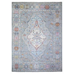 10
1 "x13
9" Cloud Gray Anatolian Village Inspired Wool Hand knotted Oriental Rug