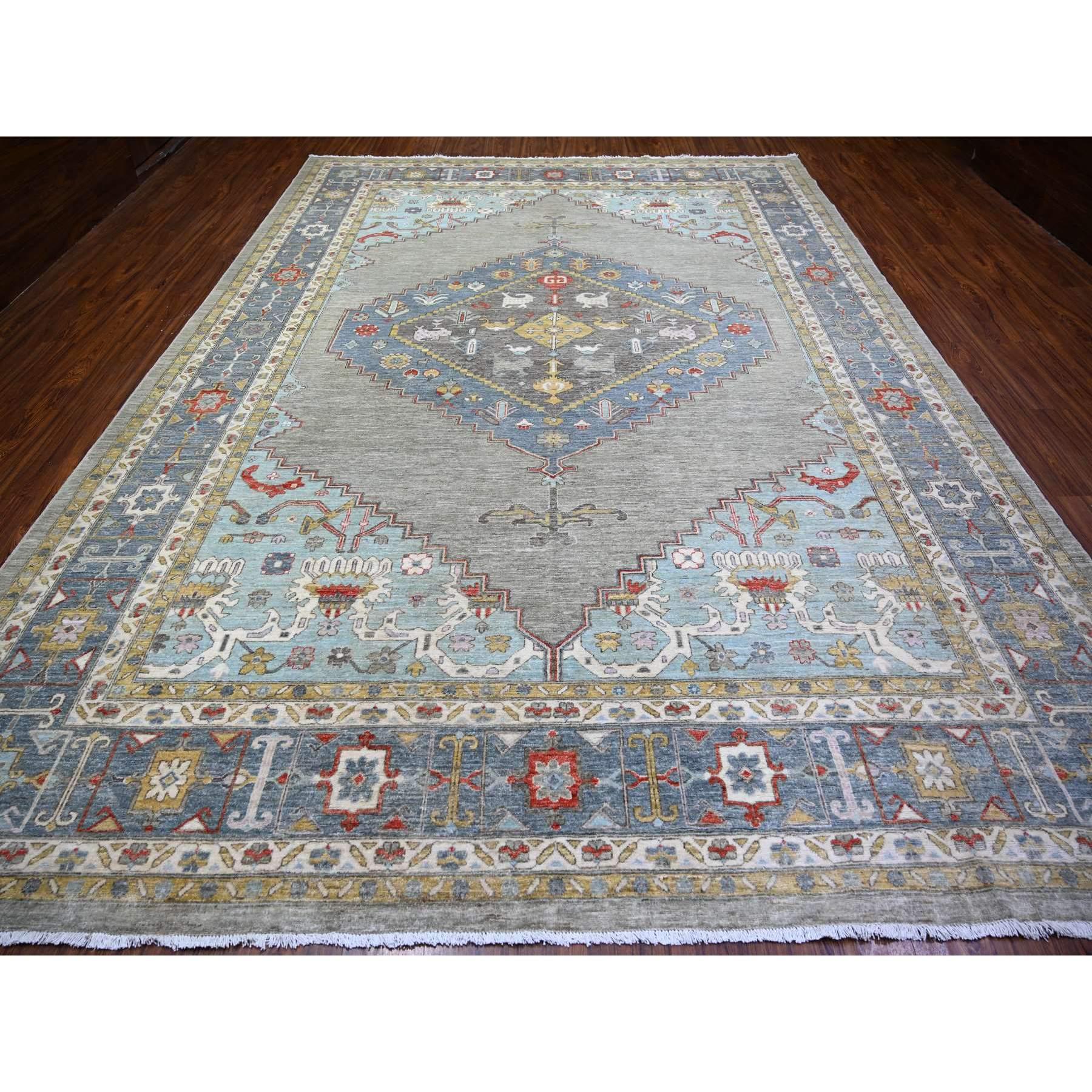 Dark Gray, Finer Peshawar with large Medallion design, Natural Dyes, Pure Wool, Hand Knotted, Oriental Rug
Primary materials: Wool
Latex: No Pile 
height: 0.25 Inches
Style: Transitional
Primary color: Blue
Secondary colors: Red, Blue, Yellow,